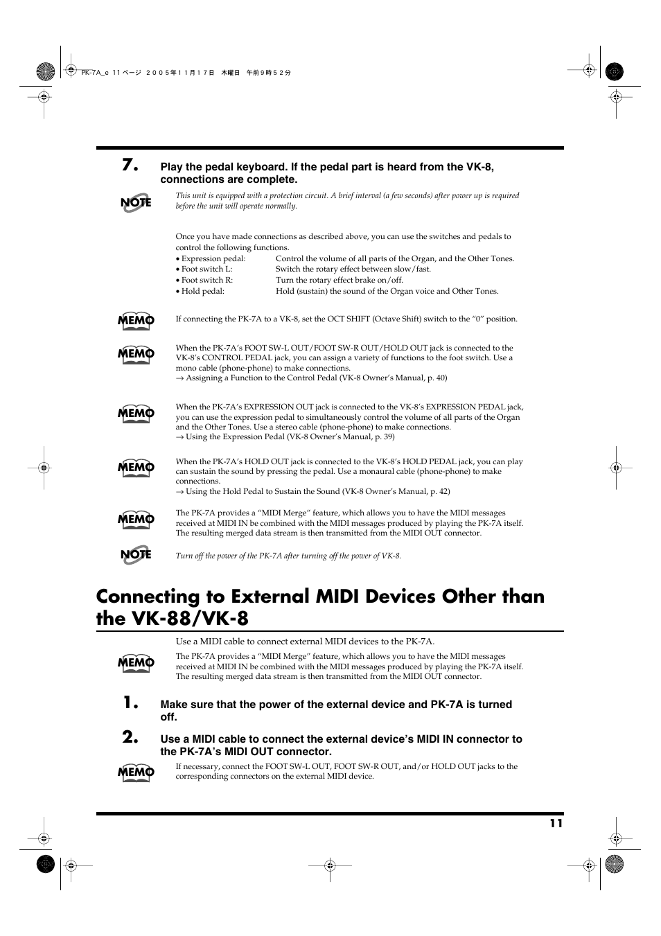 Roland PK-7A User Manual | Page 11 / 18