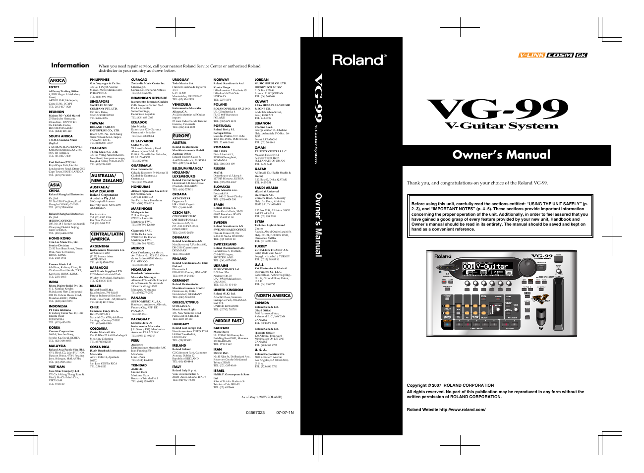 Roland VG-99 User Manual | 204 pages