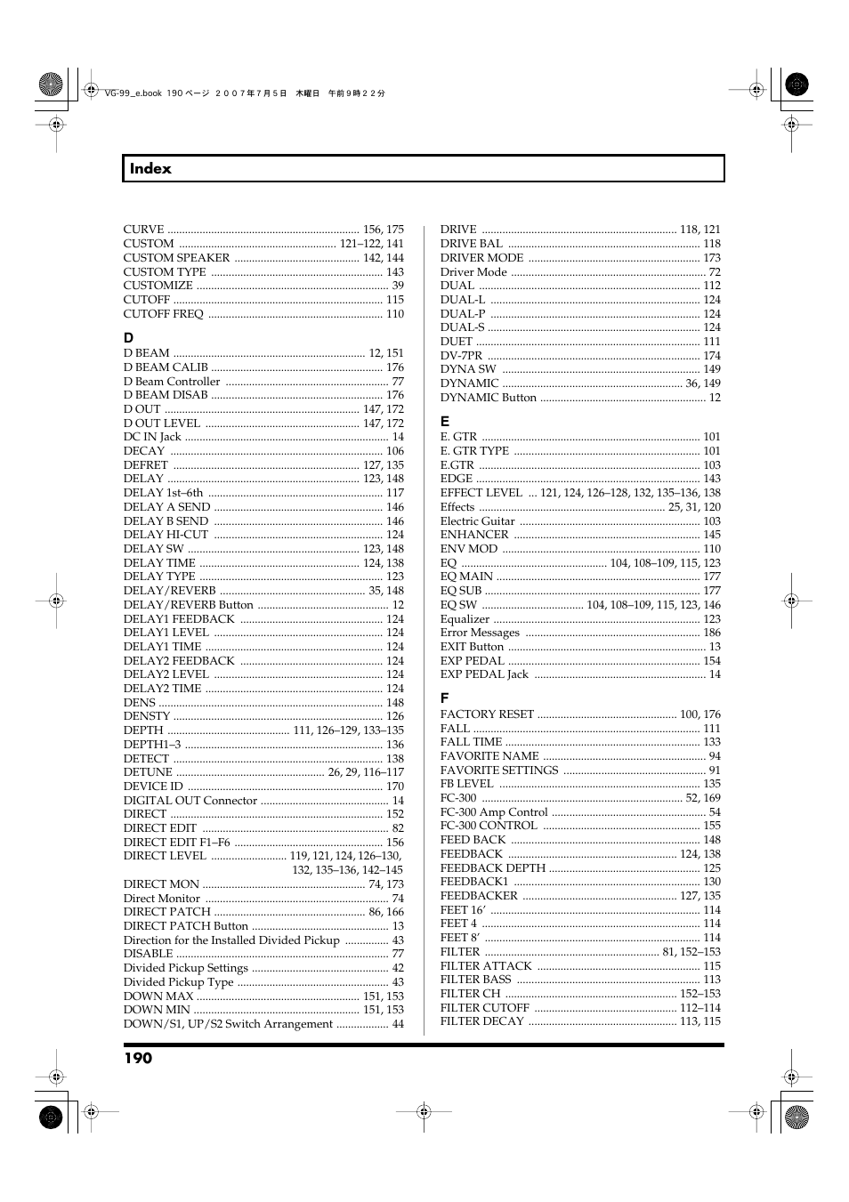 Roland VG-99 User Manual | Page 190 / 204