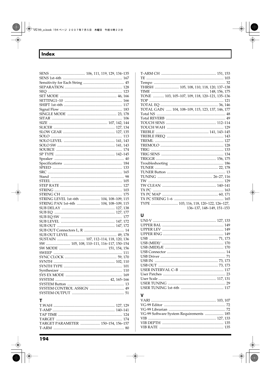 Roland VG-99 User Manual | Page 194 / 204