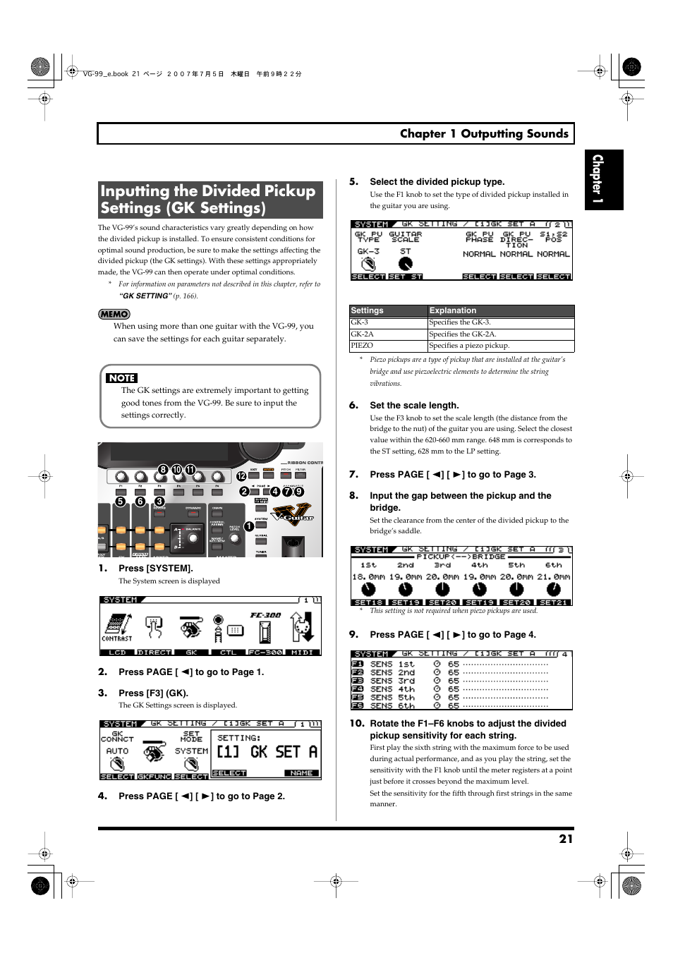 Chapter 1 | Roland VG-99 User Manual | Page 21 / 204