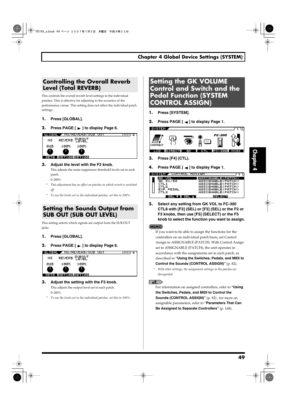 Chapter 4 | Roland VG-99 User Manual | Page 49 / 204