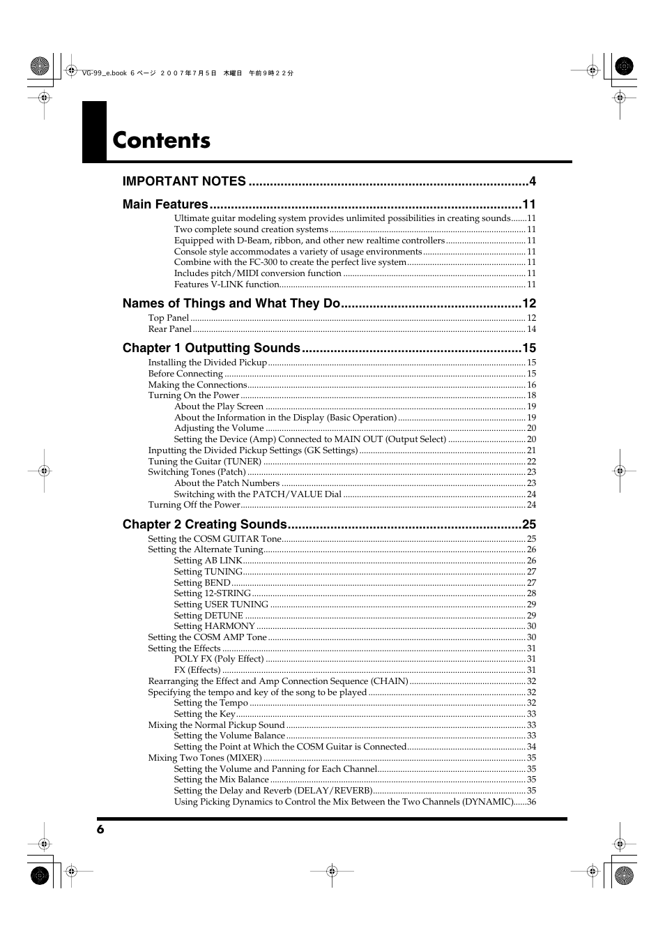 Roland VG-99 User Manual | Page 6 / 204
