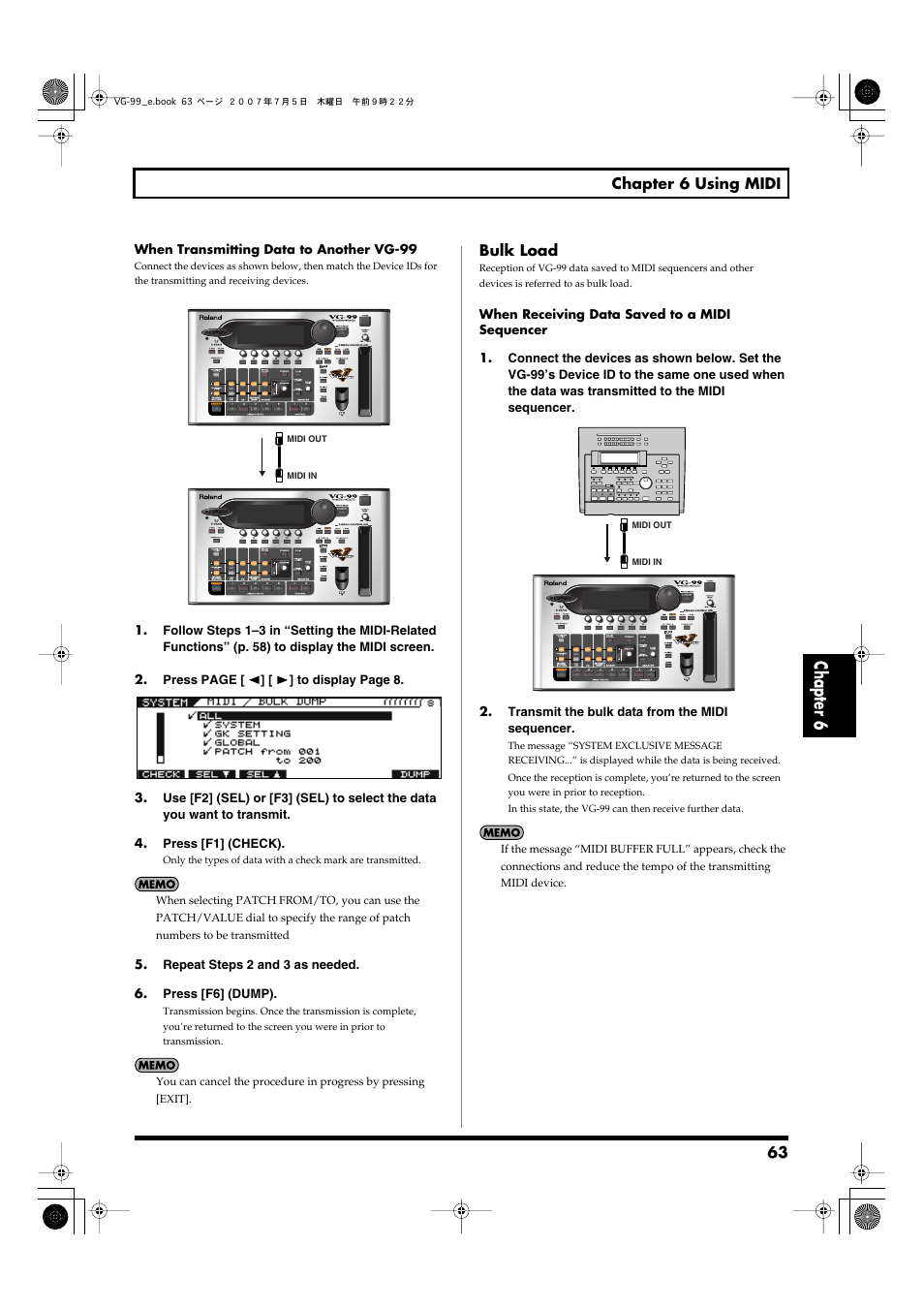 Chapter 6 | Roland VG-99 User Manual | Page 63 / 204