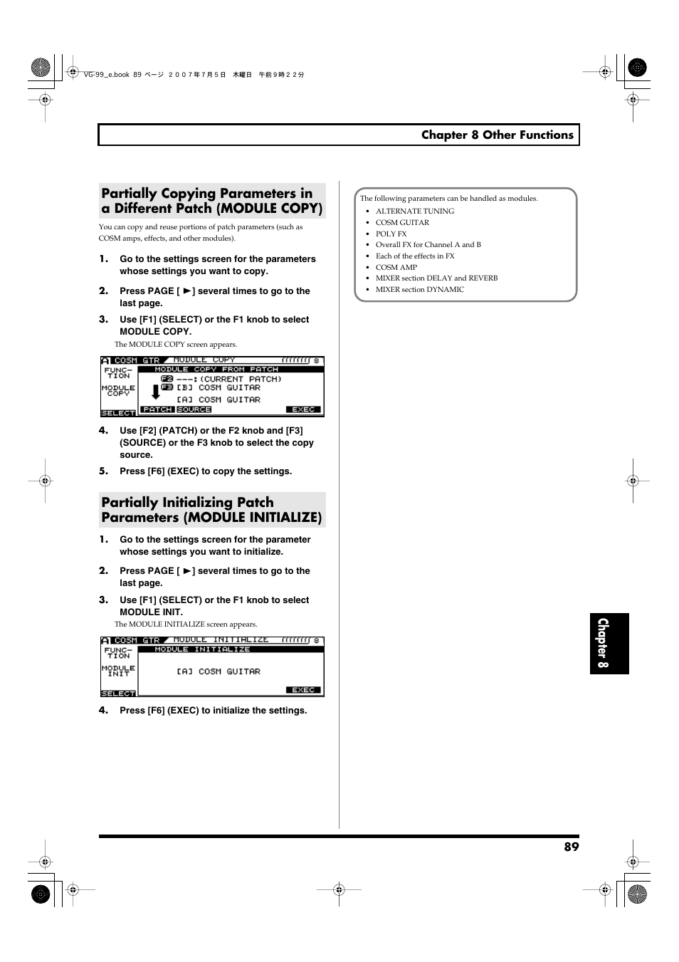 Chapter 8 | Roland VG-99 User Manual | Page 89 / 204