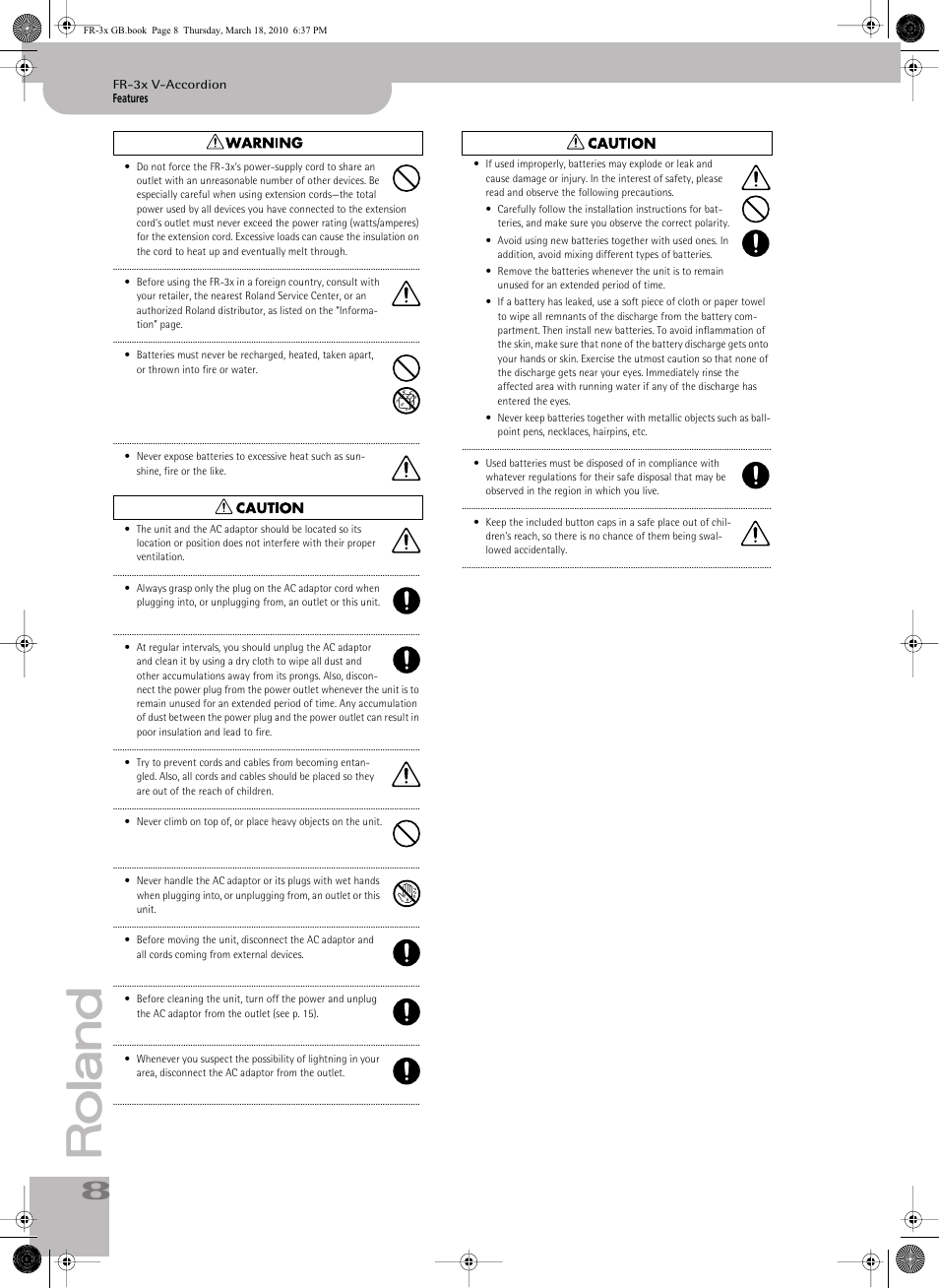 Roland FR-3x User Manual | Page 8 / 80