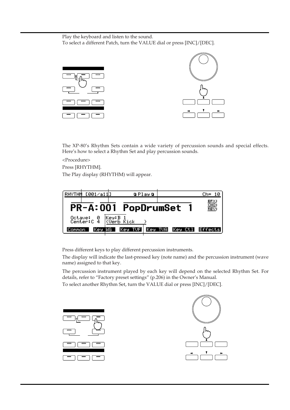 Play percussion sounds from the keyboard | Roland XP-80 User Manual | Page 11 / 36