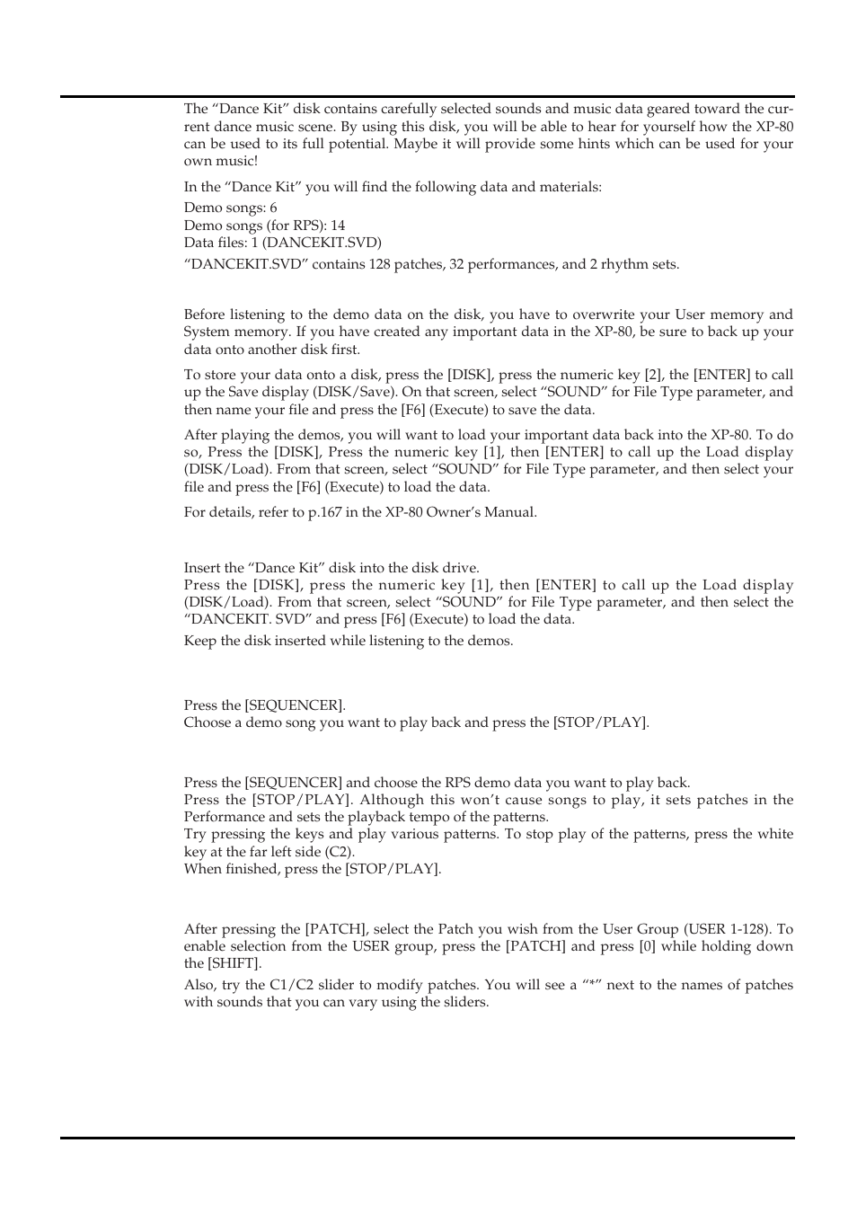 Dancekit | Roland XP-80 User Manual | Page 33 / 36