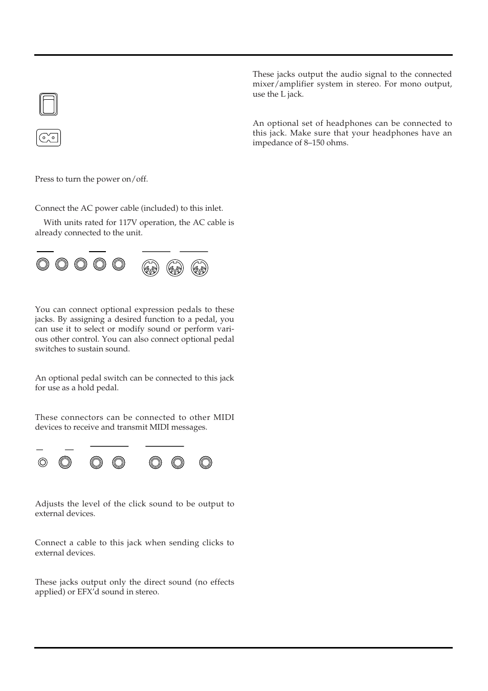 Rear panel | Roland XP-80 User Manual | Page 5 / 36