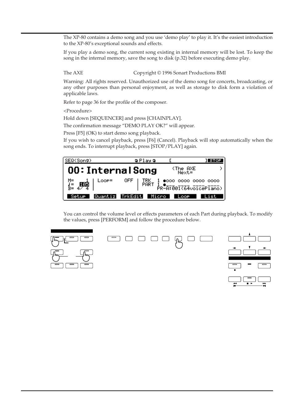 Play a demo song | Roland XP-80 User Manual | Page 8 / 36