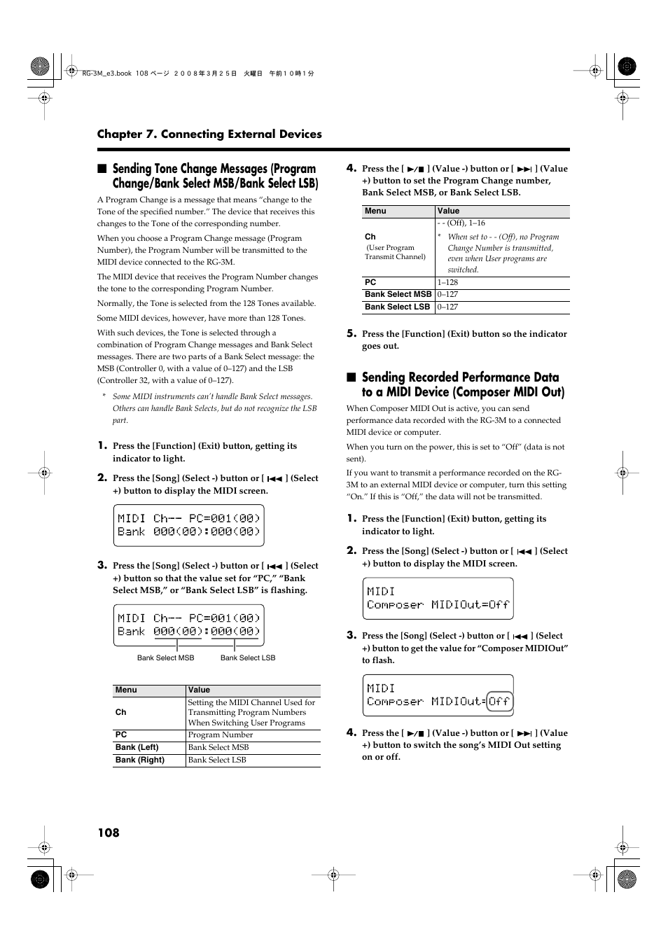 Roland RG-3M User Manual | Page 110 / 132