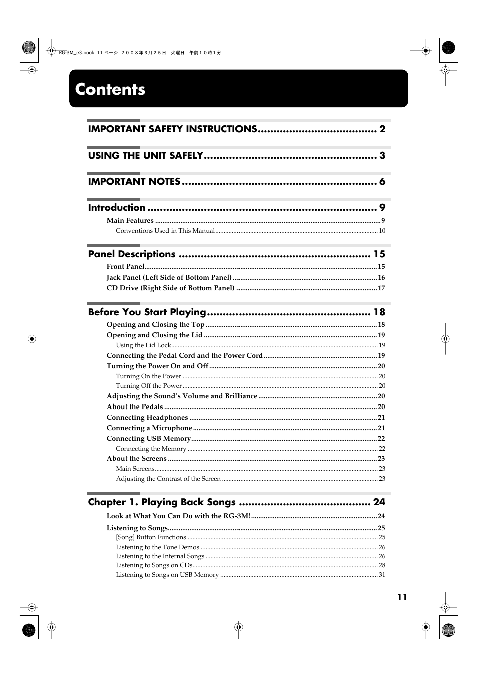 Roland RG-3M User Manual | Page 13 / 132