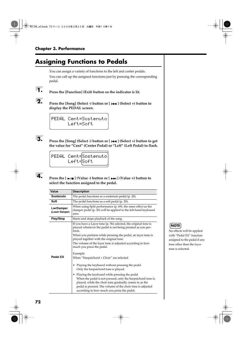 Assigning functions to pedals | Roland RG-3M User Manual | Page 74 / 132