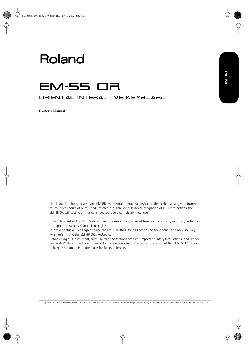 Roland EM-55 User Manual | 98 pages