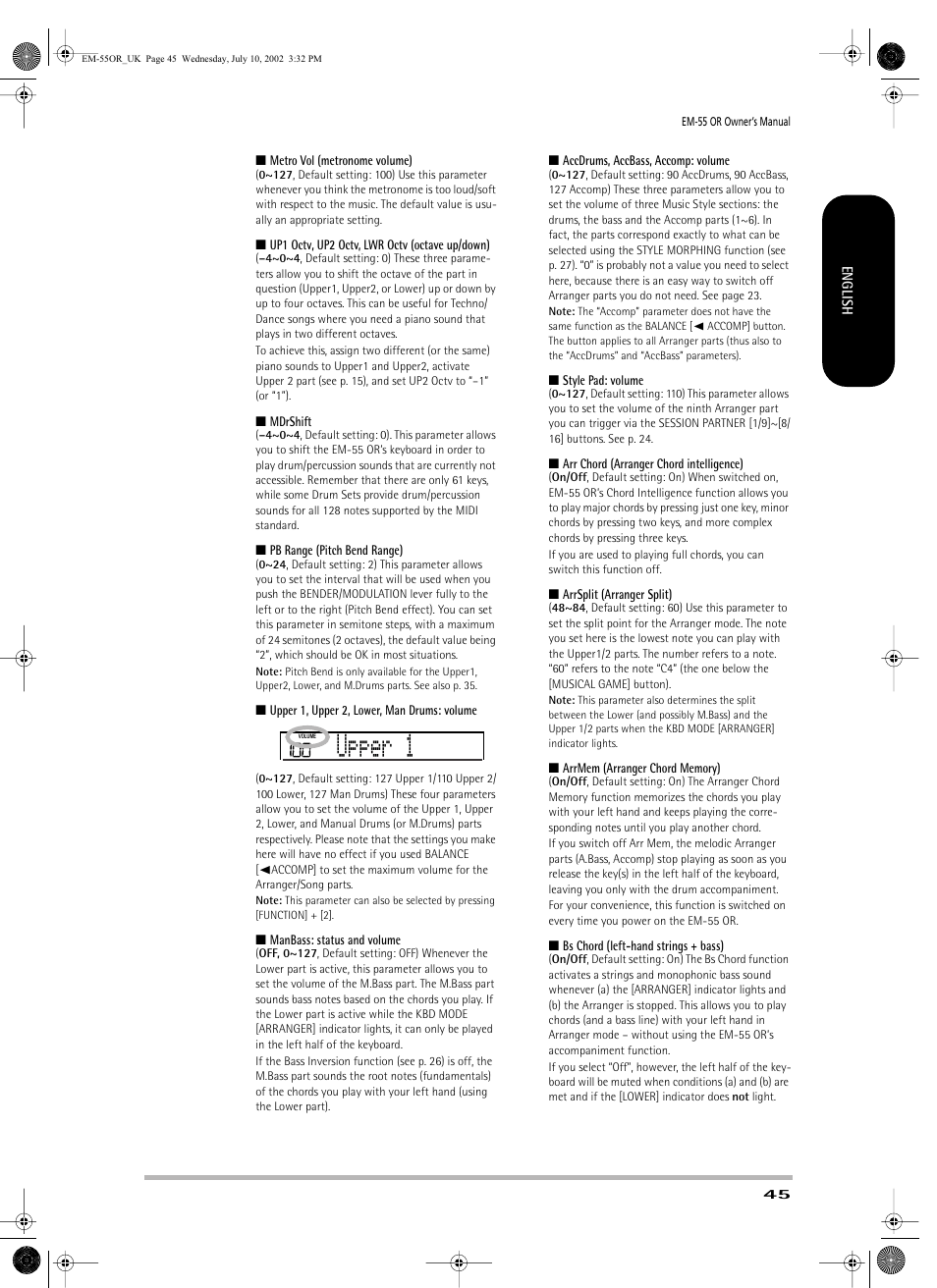 Upper 1 | Roland EM-55 User Manual | Page 45 / 98