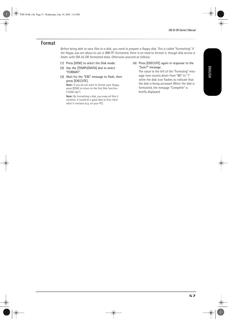 Format | Roland EM-55 User Manual | Page 57 / 98