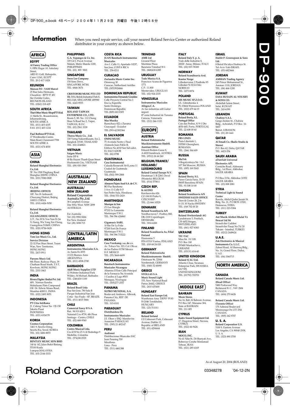 Information | Roland DP-900 User Manual | Page 48 / 48