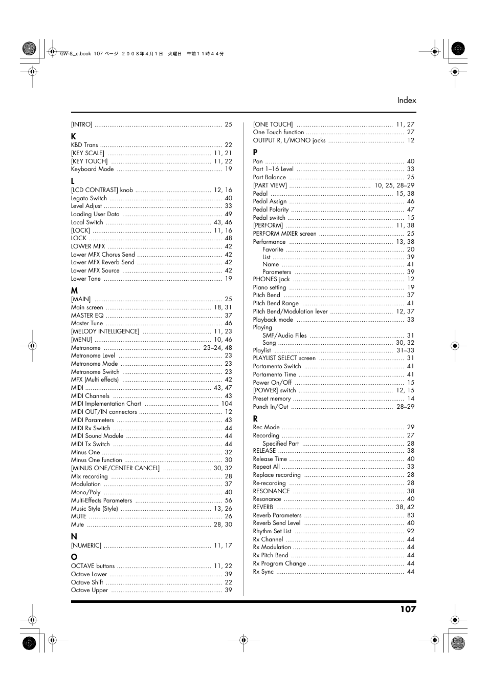 Roland GW-8 User Manual | Page 107 / 112