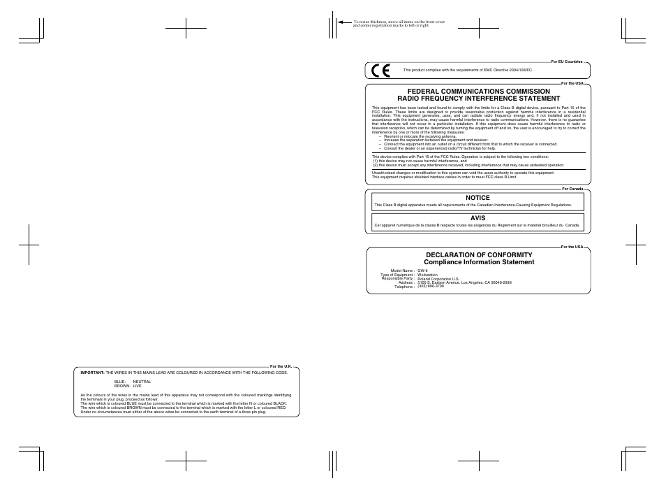 Notice avis | Roland GW-8 User Manual | Page 111 / 112