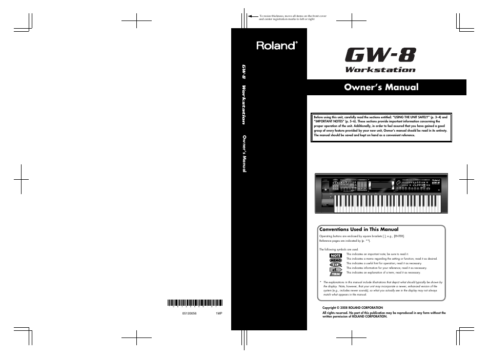 Conventions used in this manual, Owner’s manual | Roland GW-8 User Manual | Page 112 / 112