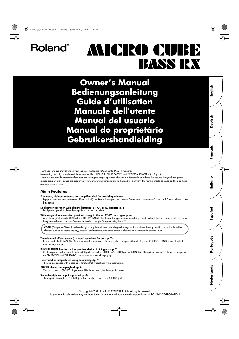 Roland Musical Instrument Amplifier User Manual | 52 pages