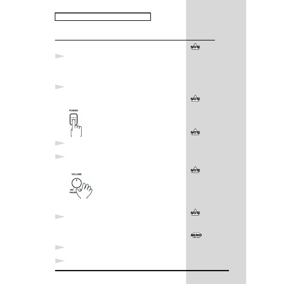 Switching the power on and off, Switching on the power, Switching off the power | Switch on the power to the jv-1010 (p. 20), Switching off the, Power, P. 20) to switch off | Roland JV-1010 User Manual | Page 20 / 96