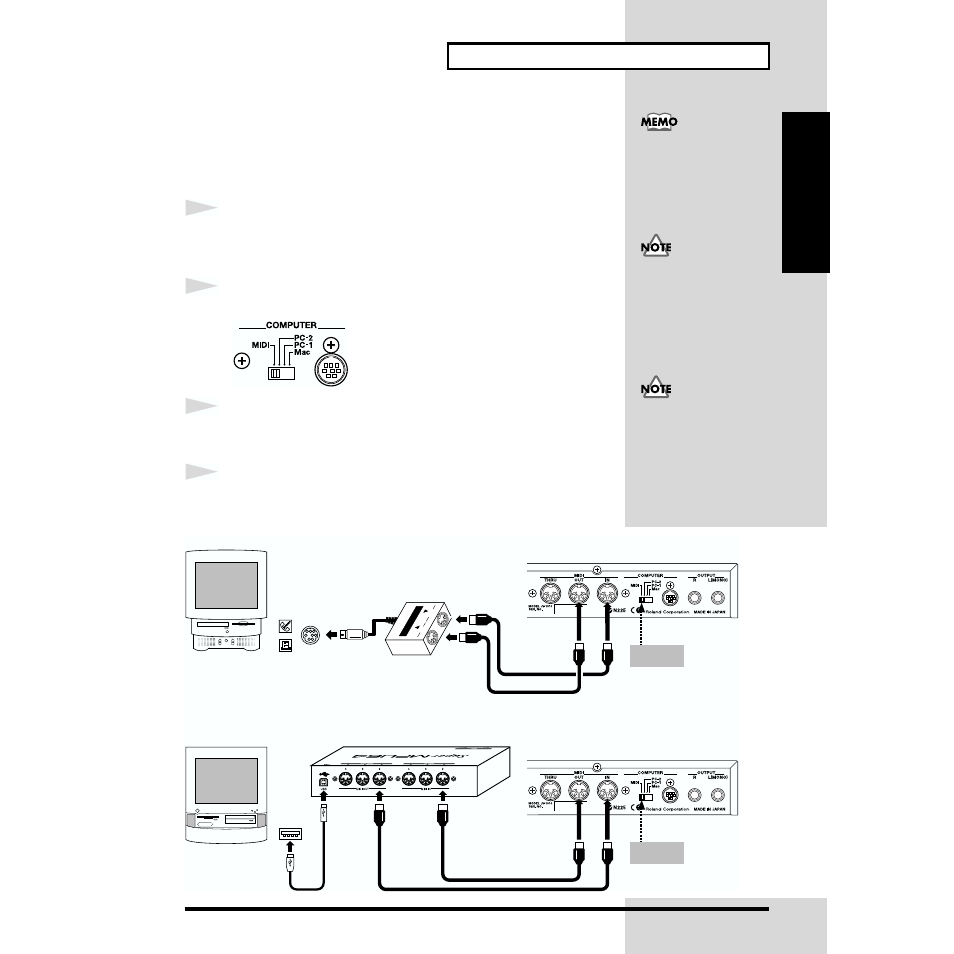 Connecting with midi connectors | Roland JV-1010 User Manual | Page 41 / 96