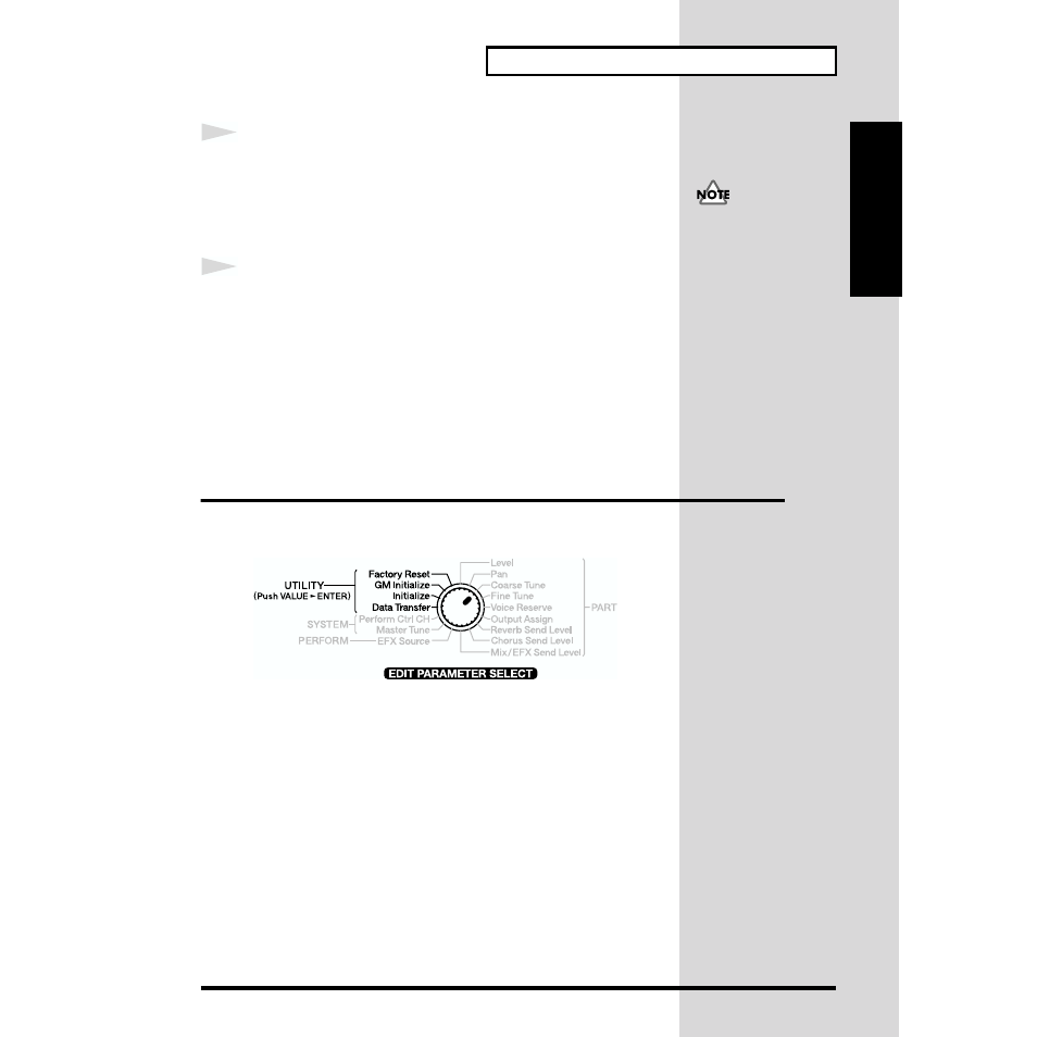 Memory-related operations (utility), Restoring the factory settings (factory reset) | Roland JV-1010 User Manual | Page 45 / 96