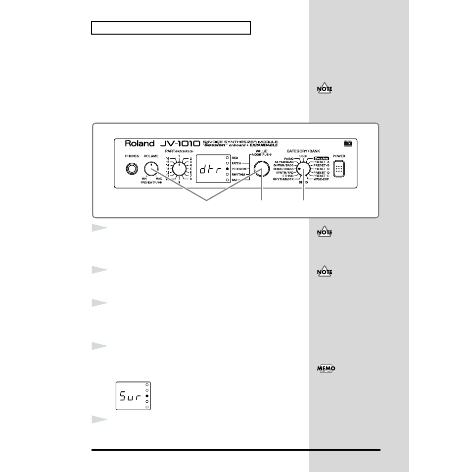 Details, see, Transmitting, Settings to an external | Midi device (data, Transfer), P. 48), External midi device (p | Roland JV-1010 User Manual | Page 48 / 96
