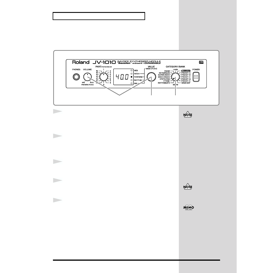 Tuning (master tune) | Roland JV-1010 User Manual | Page 50 / 96
