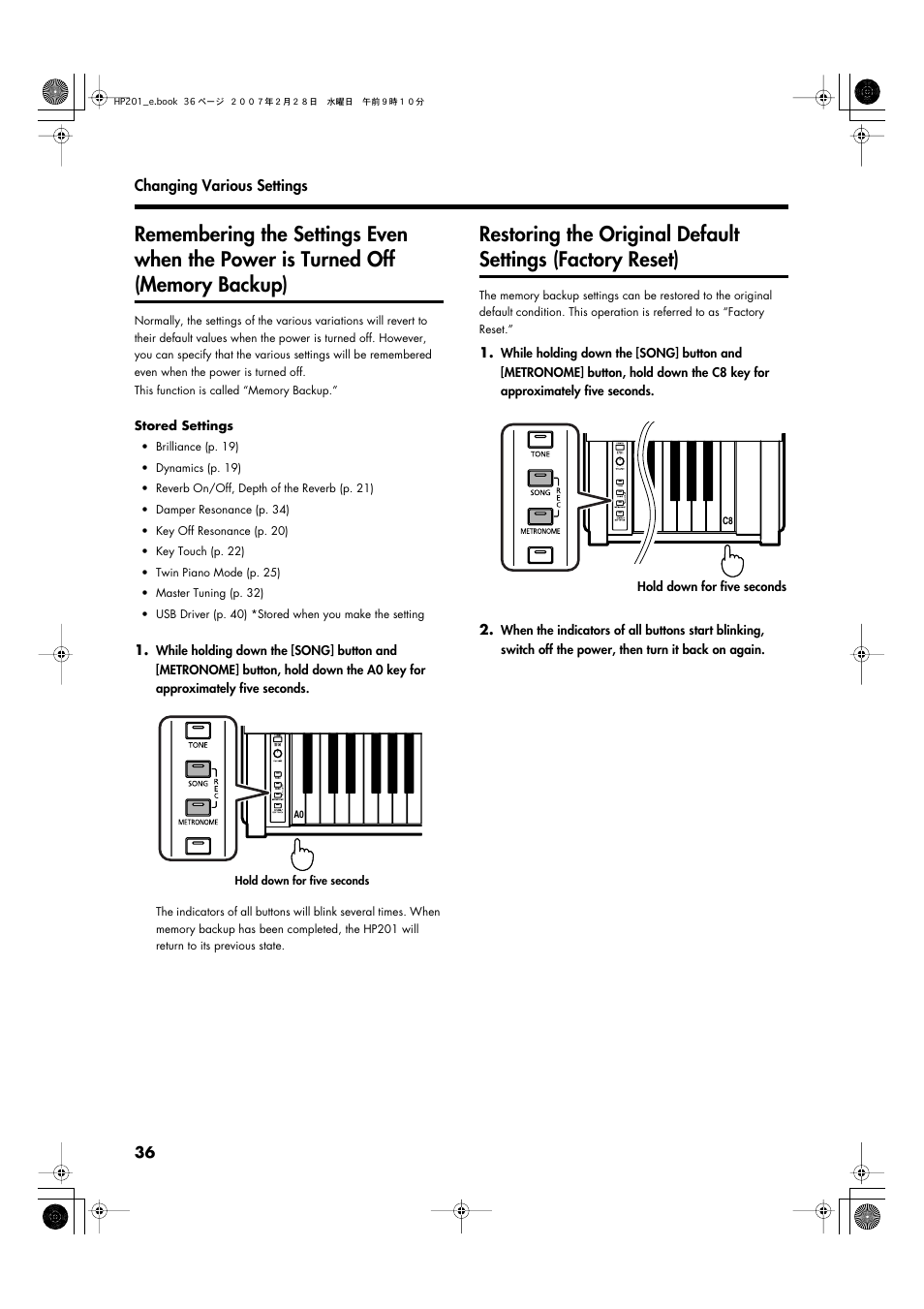 Roland HP-201 User Manual | Page 36 / 52