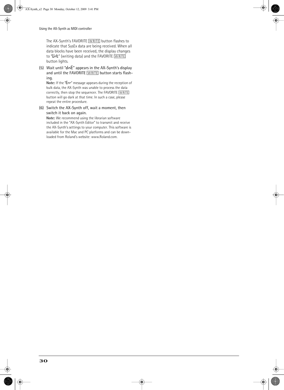 Roland AX-Synth User Manual | Page 30 / 44