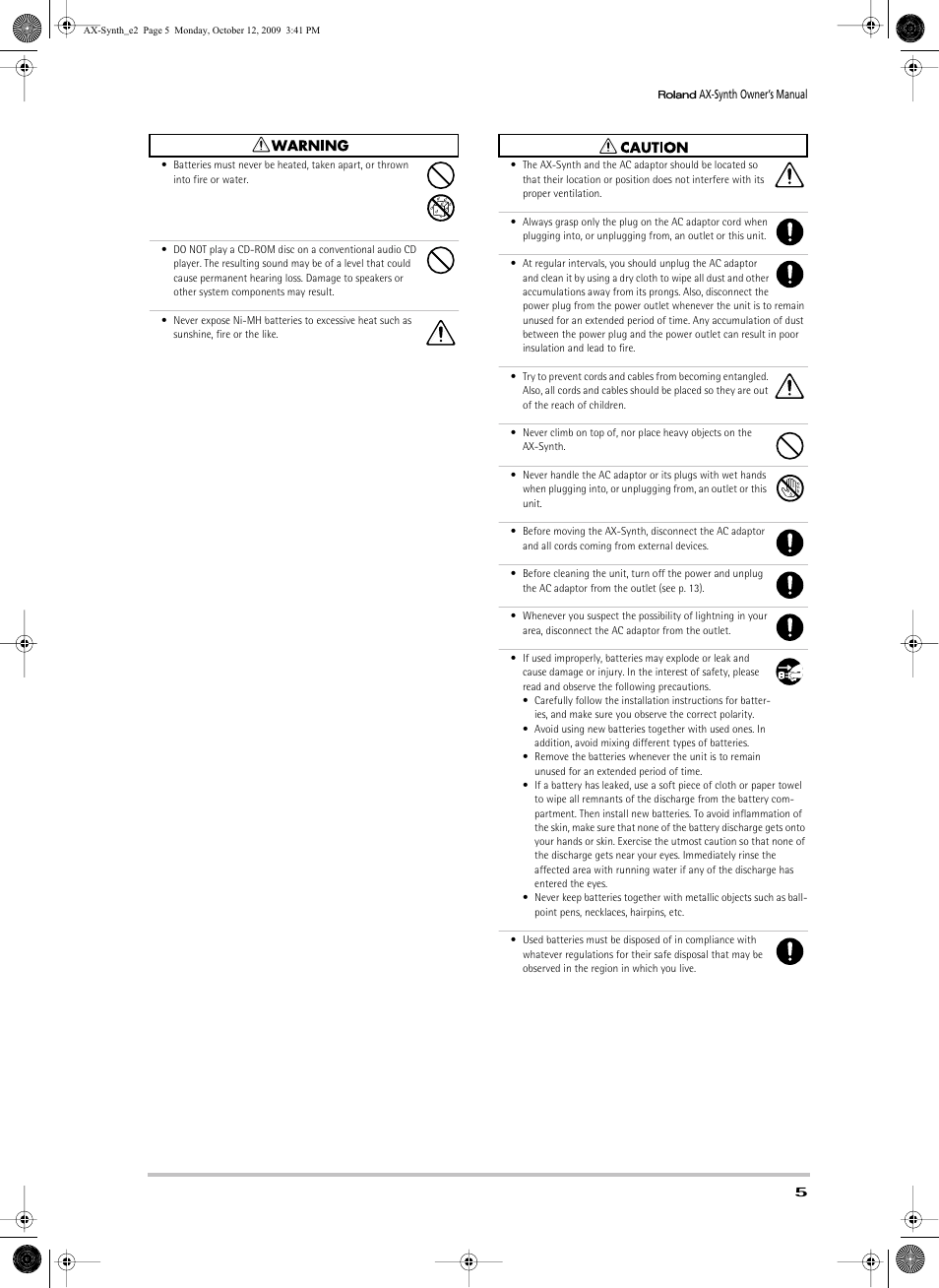 Roland AX-Synth User Manual | Page 5 / 44