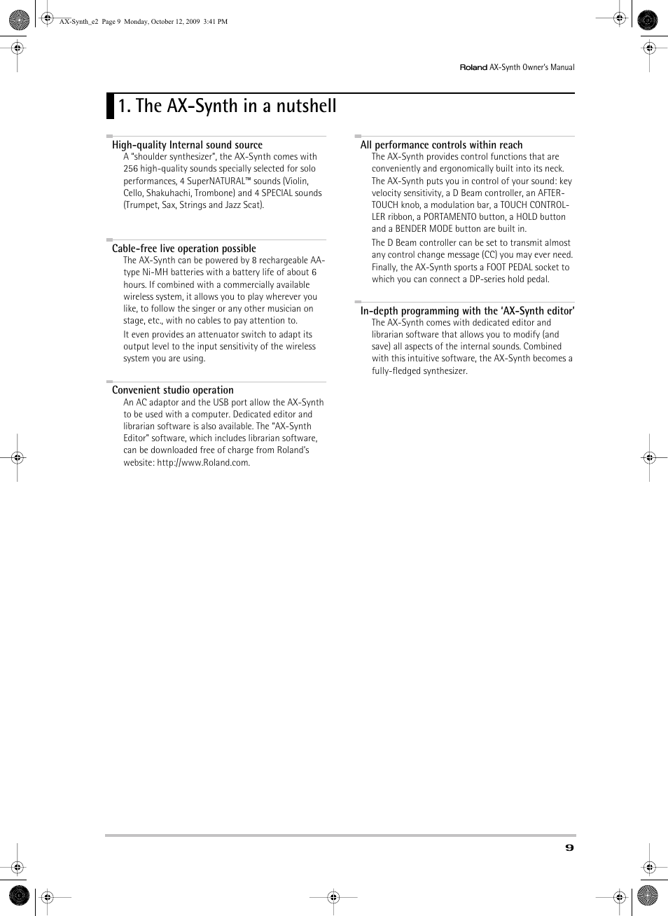 The axsynth in a nutshell, The ax-synth in a nutshell | Roland AX-Synth User Manual | Page 9 / 44