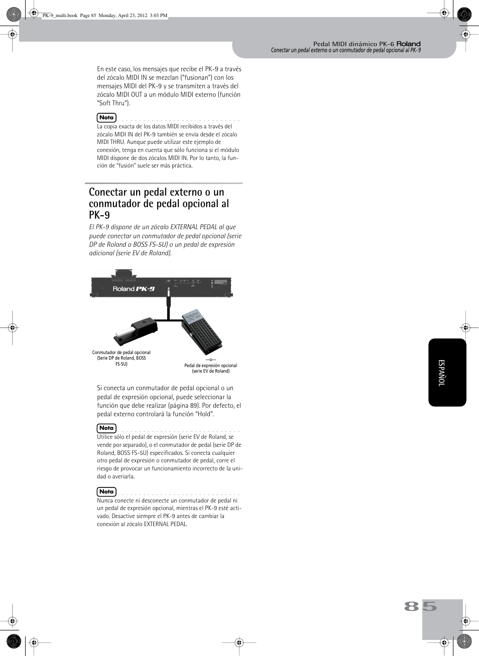 Roland Bass Pedals PK-9 User Manual | Page 85 / 116