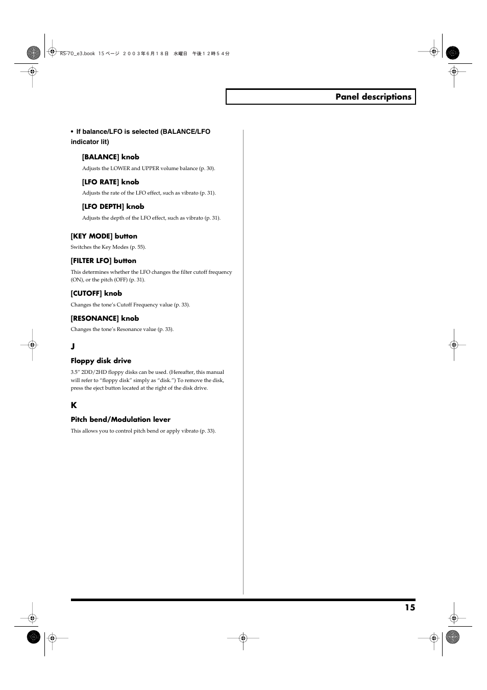 Roland RS-70 User Manual | Page 15 / 196