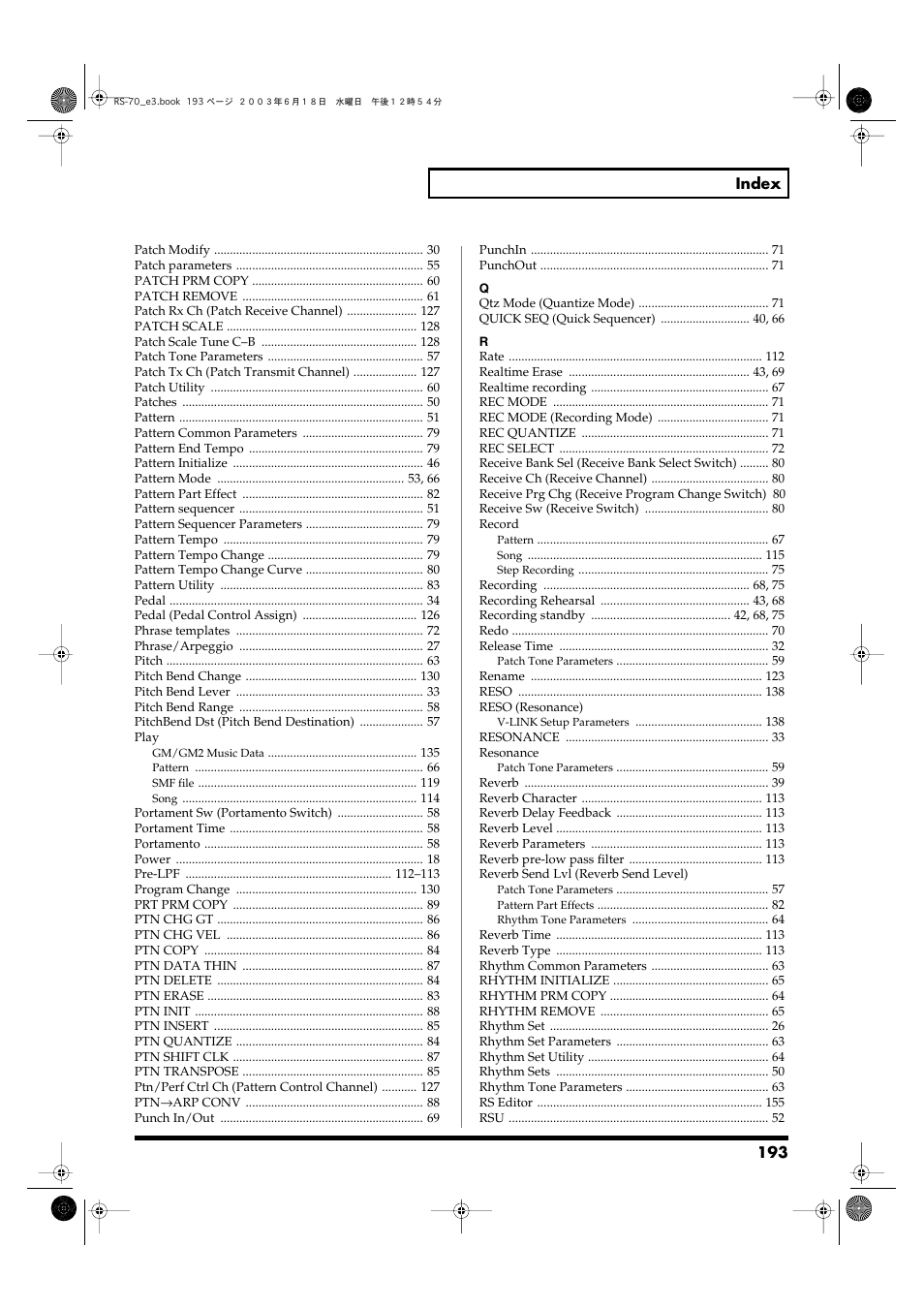 Roland RS-70 User Manual | Page 193 / 196