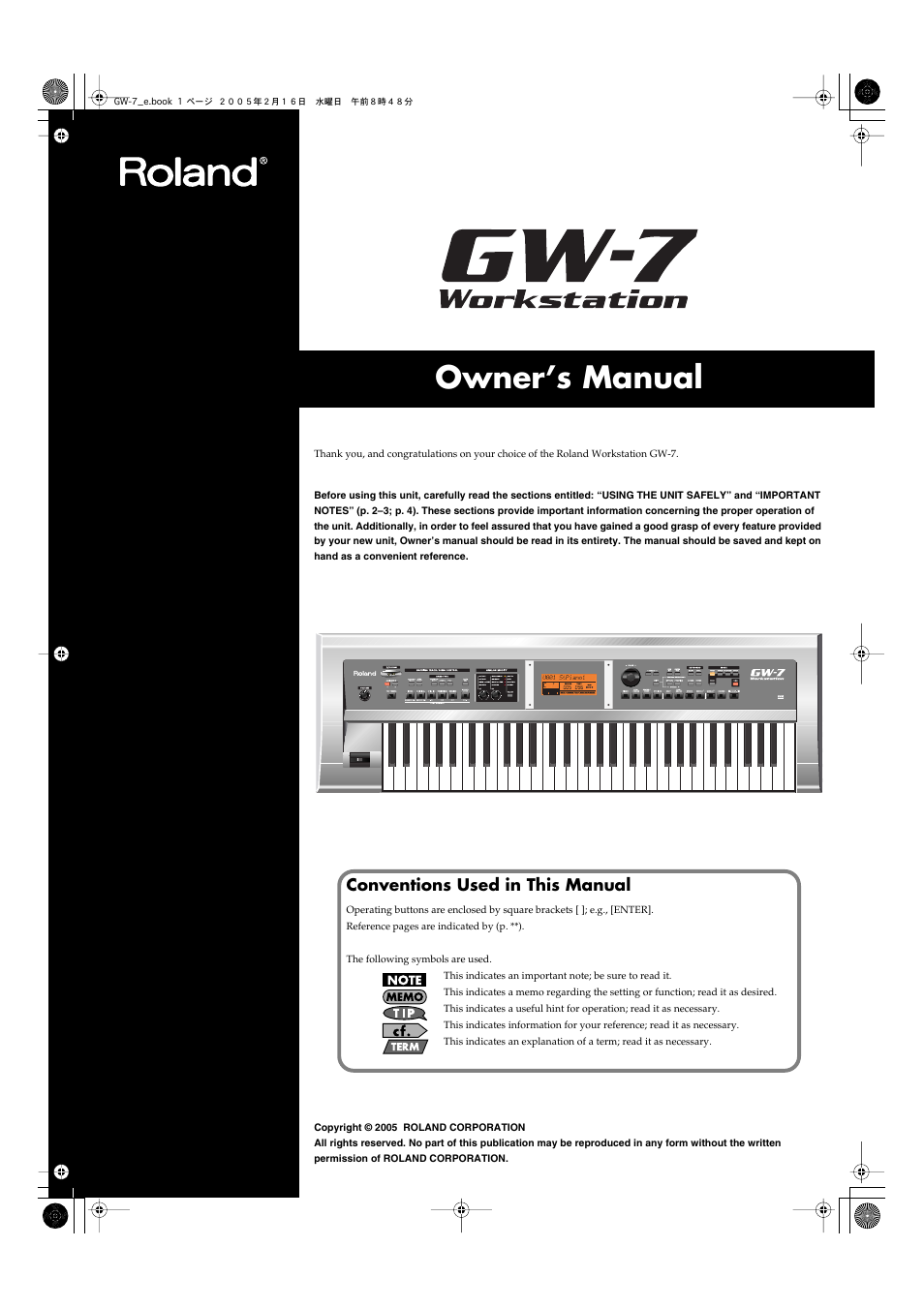 Roland GW-7 User Manual | 48 pages