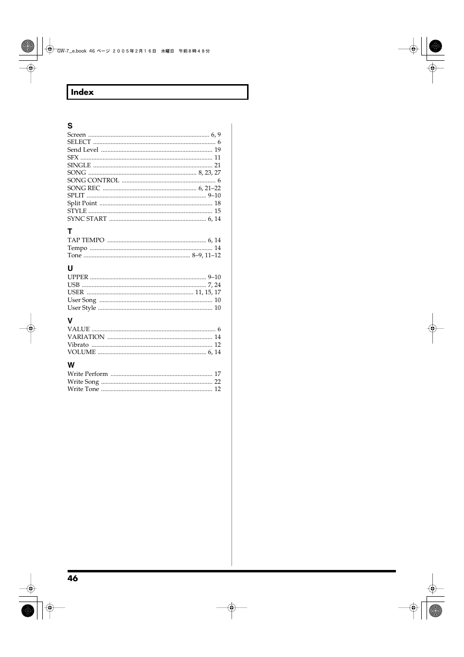 Roland GW-7 User Manual | Page 46 / 48