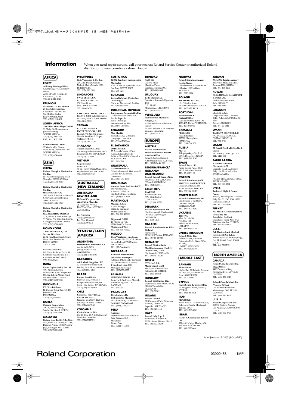 Information | Roland GW-7 User Manual | Page 48 / 48