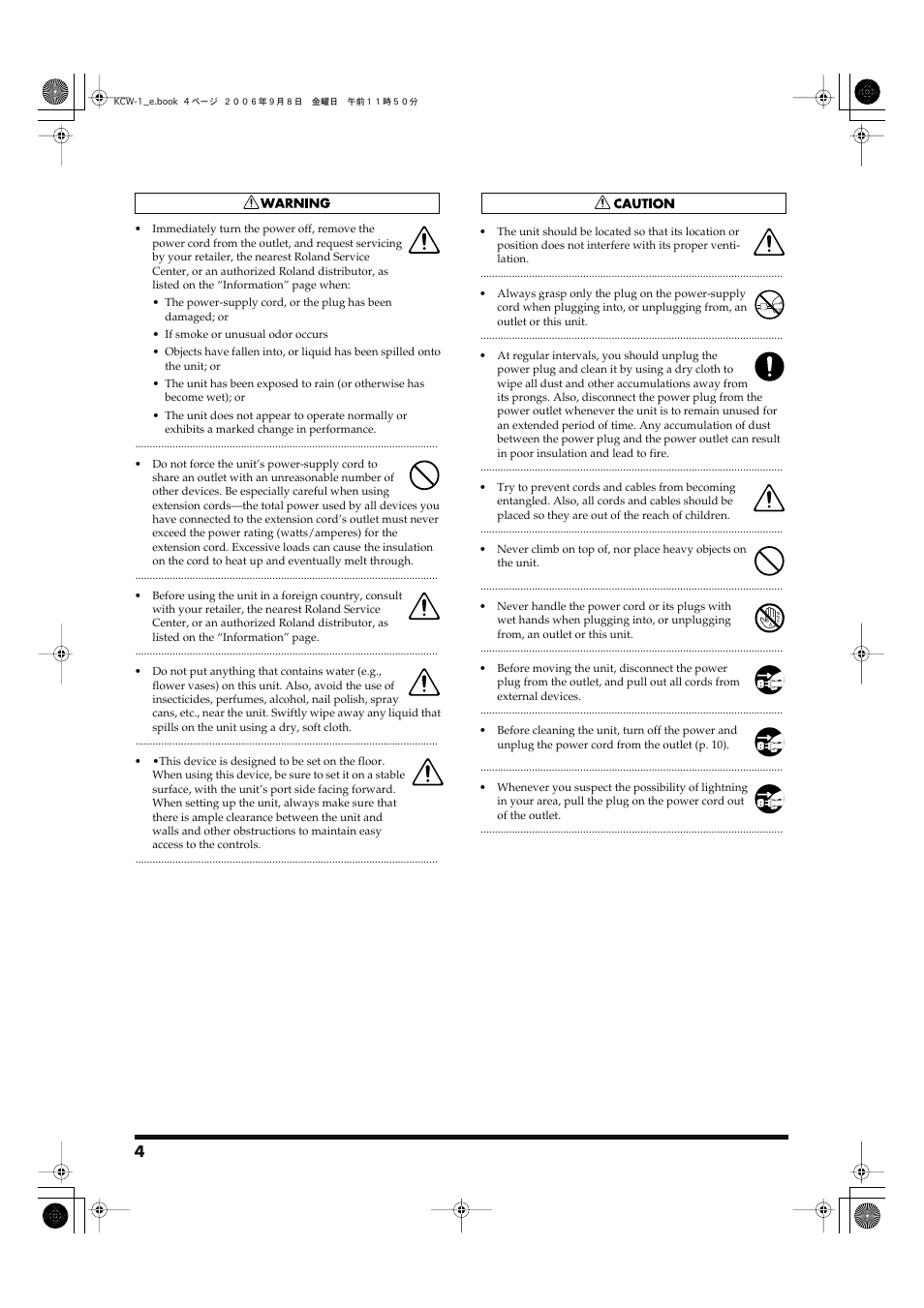 Roland KCW-1 User Manual | Page 4 / 12