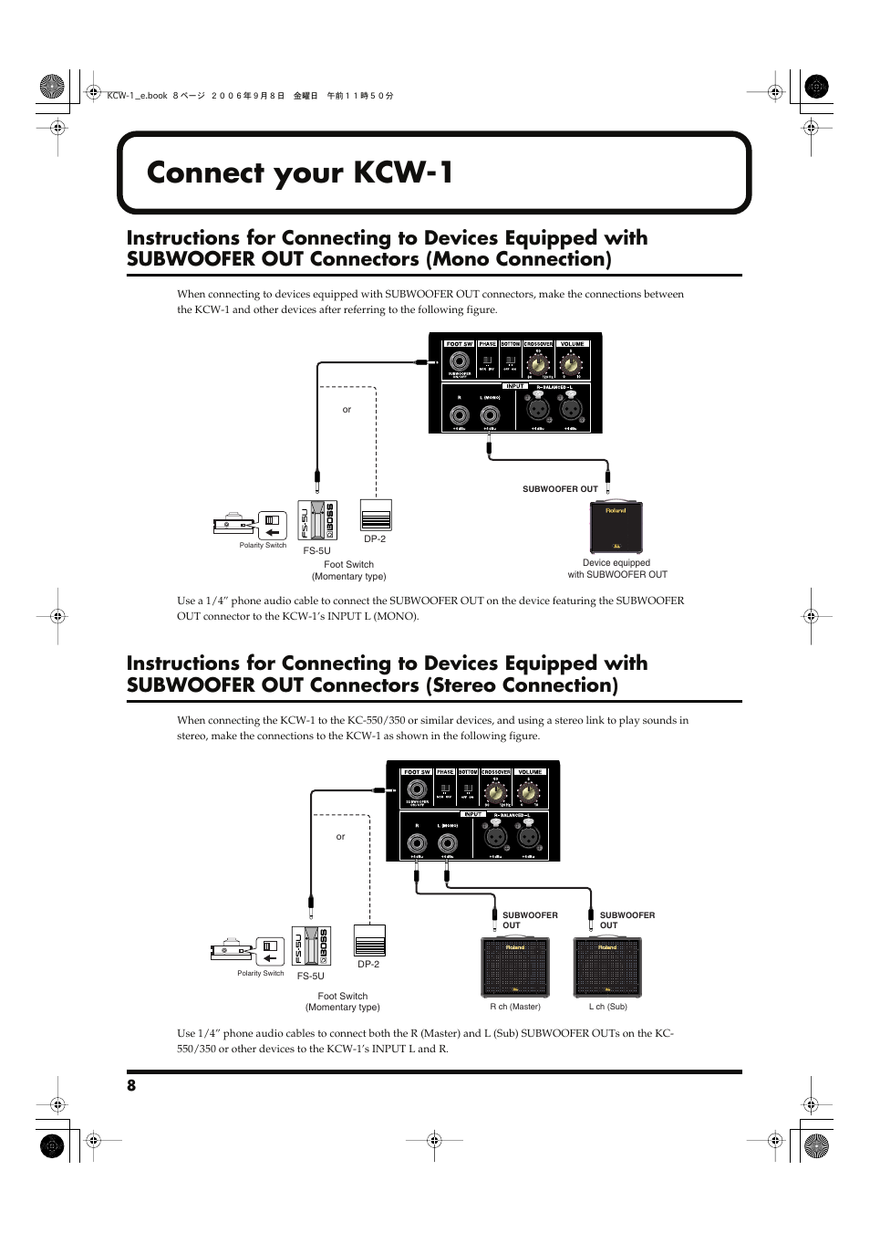 Connect your kcw-1 | Roland KCW-1 User Manual | Page 8 / 12
