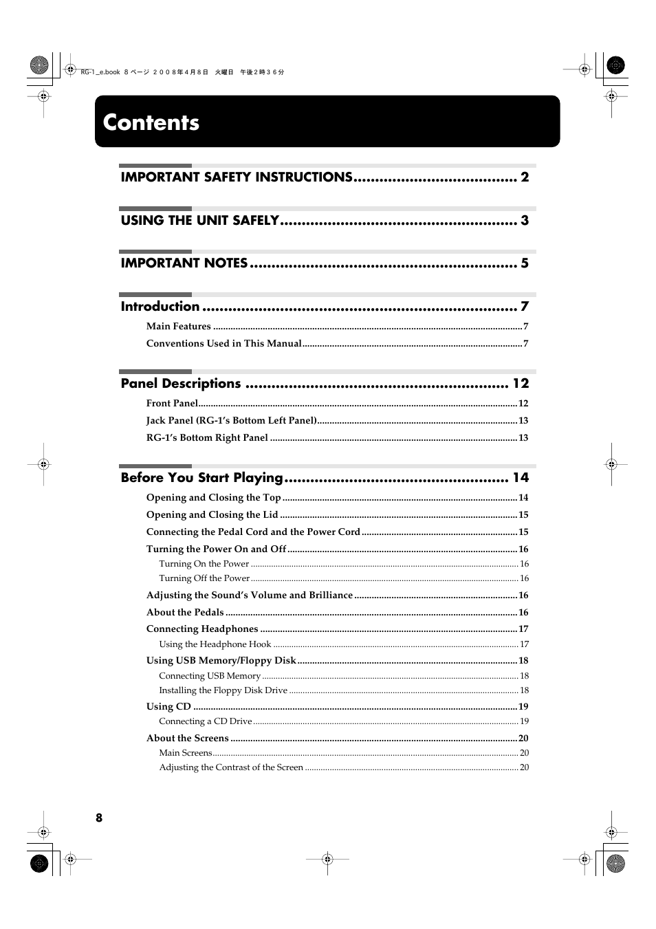 Roland RG-1 User Manual | Page 10 / 104