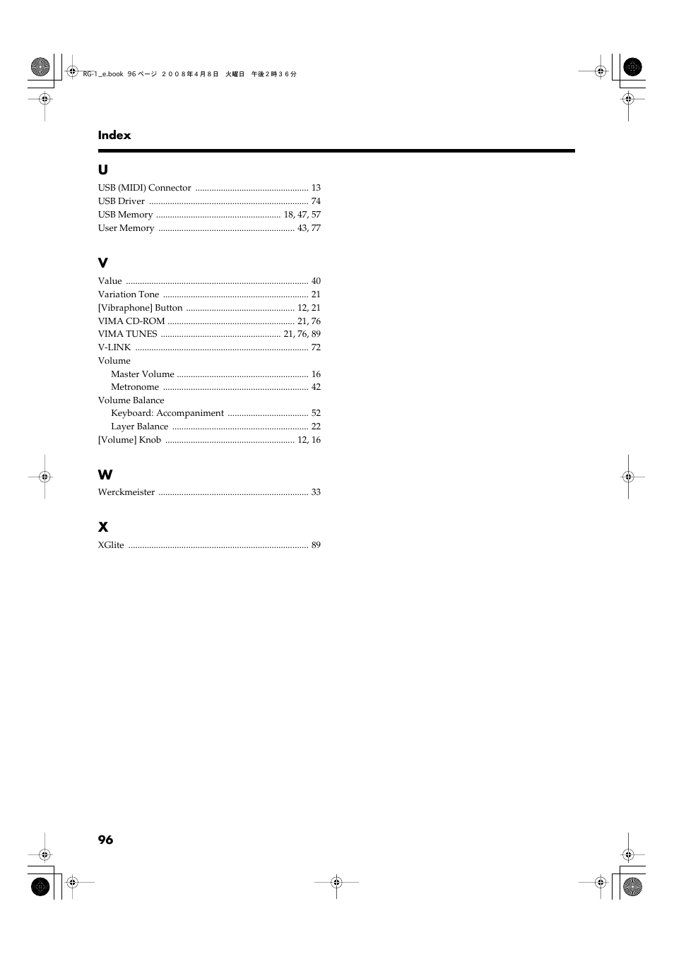 Roland RG-1 User Manual | Page 98 / 104