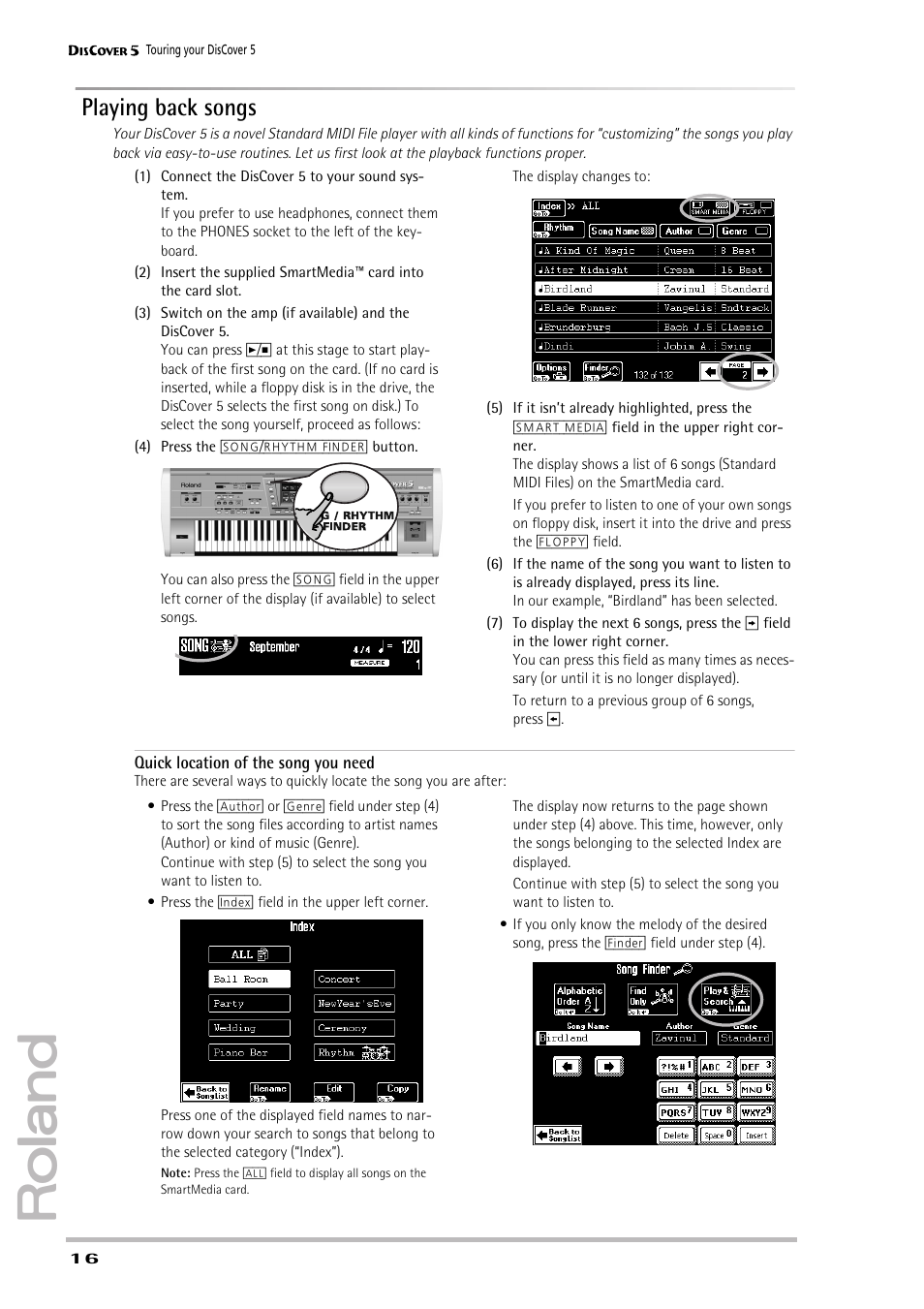 Playing back songs | Roland PAINO DISCOVER5 User Manual | Page 18 / 124