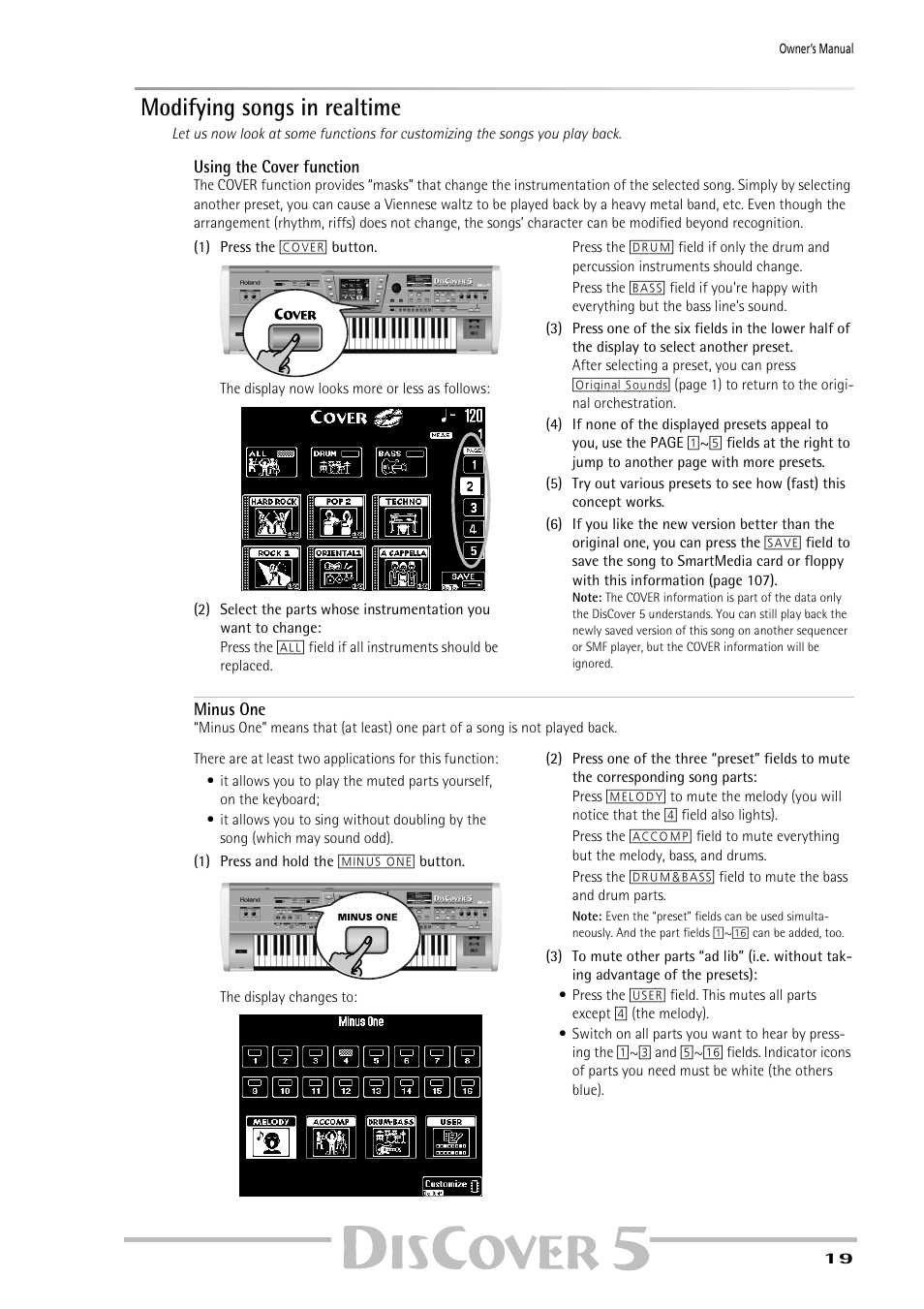 Modifying songs in realtime | Roland PAINO DISCOVER5 User Manual | Page 21 / 124