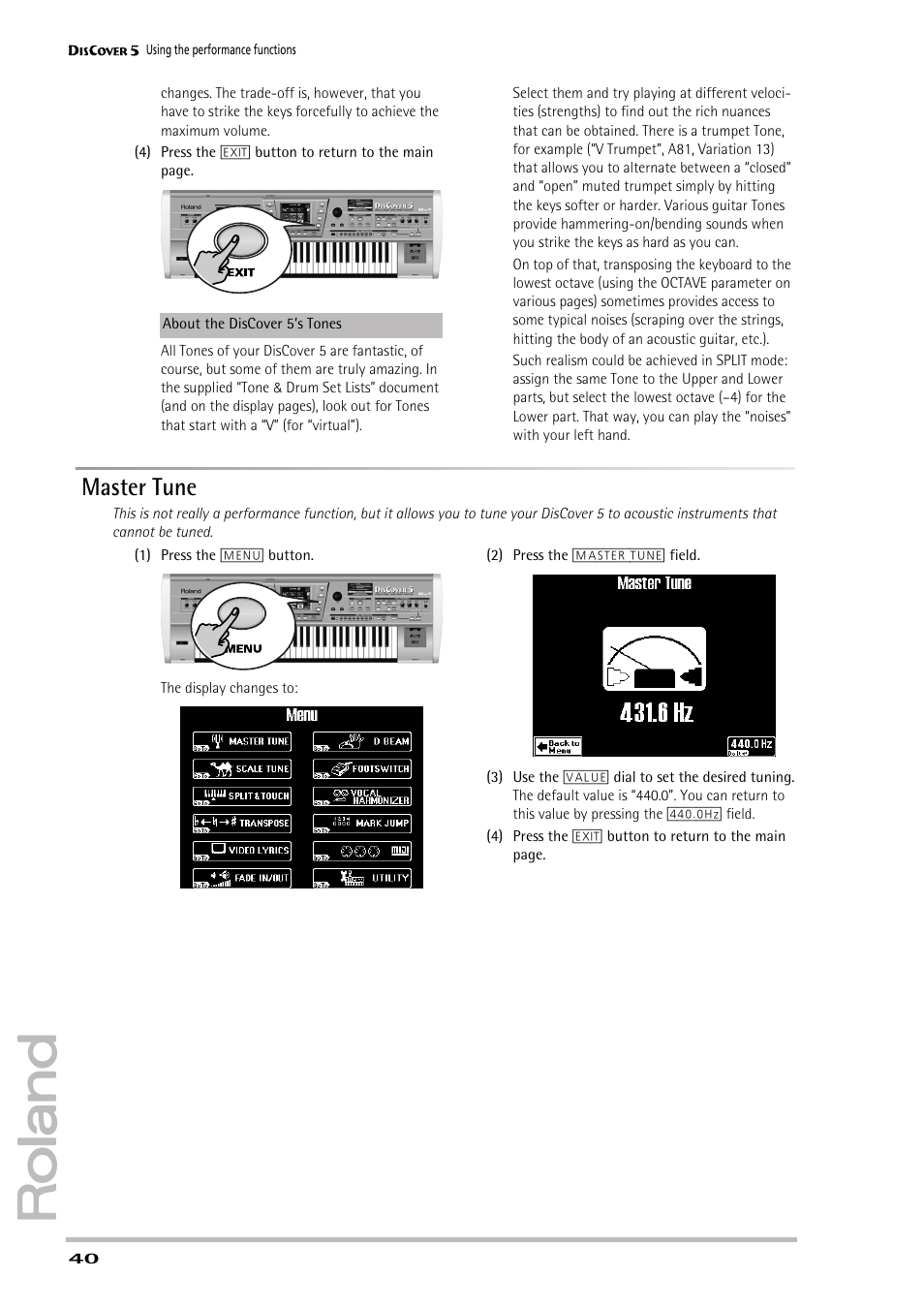 Master tune | Roland PAINO DISCOVER5 User Manual | Page 42 / 124