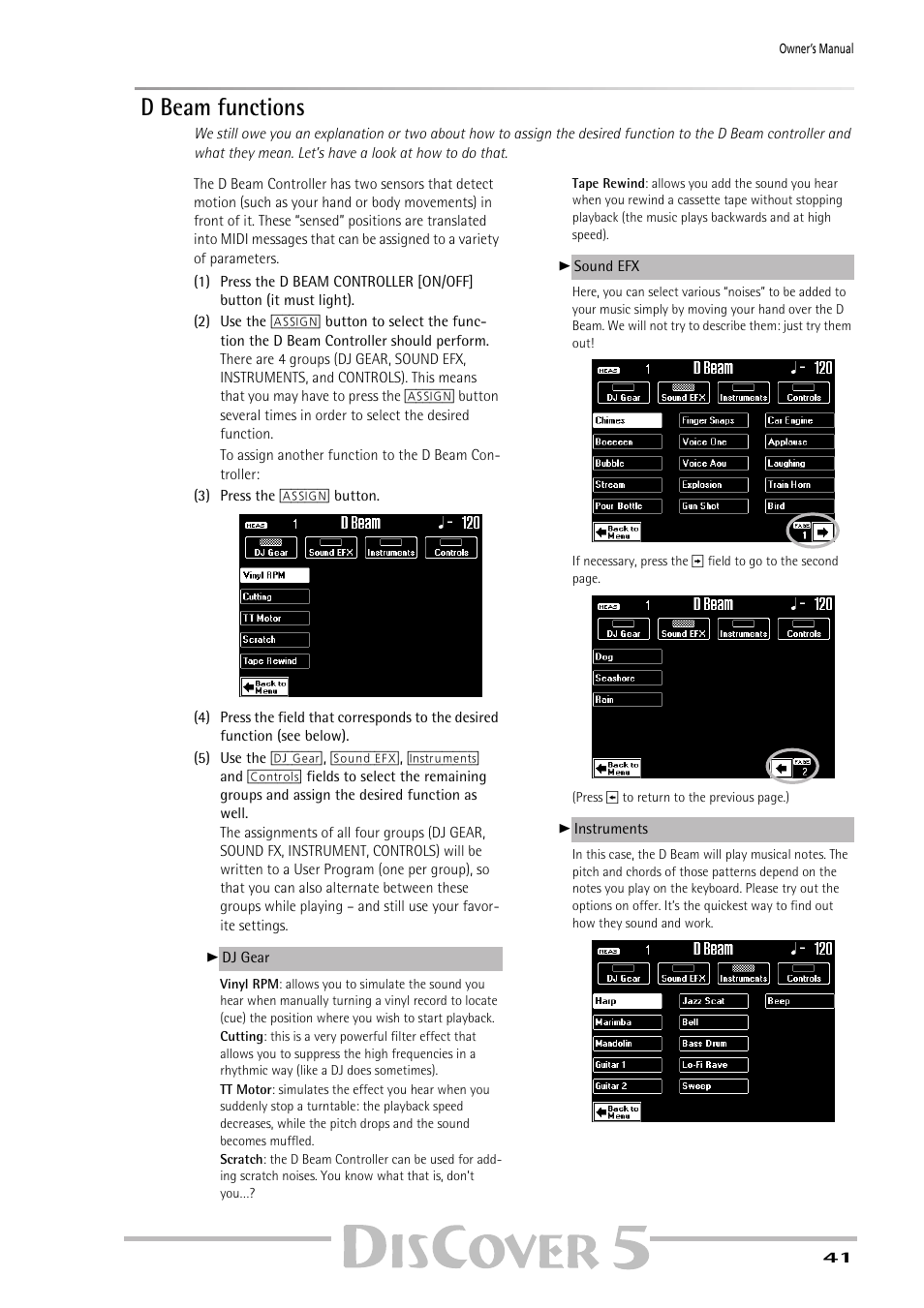 D beam functions | Roland PAINO DISCOVER5 User Manual | Page 43 / 124