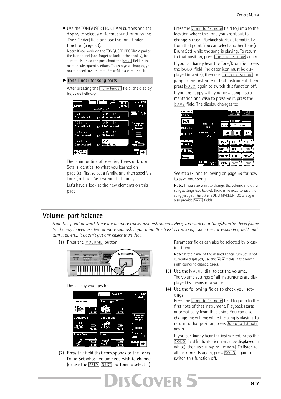 Volume: part balance | Roland PAINO DISCOVER5 User Manual | Page 89 / 124