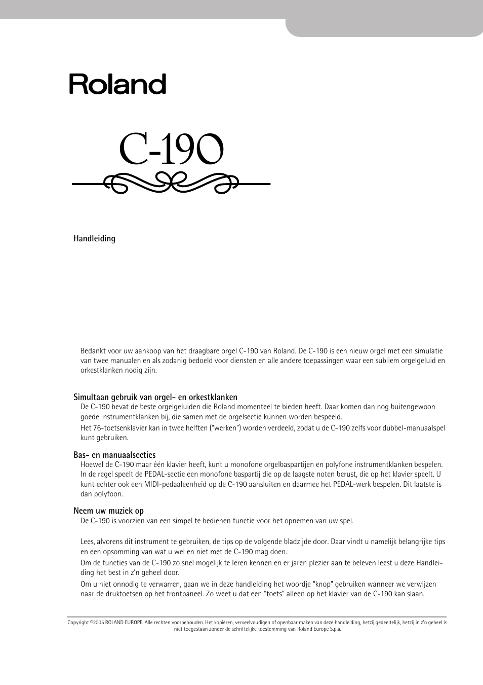 C-190 | Roland C-190 User Manual | Page 123 / 152